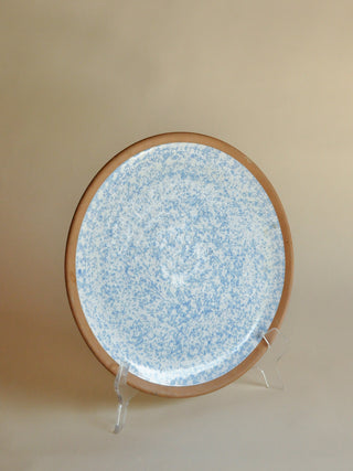 Raw Edge Blue Spongeware Platter, Made in Italy