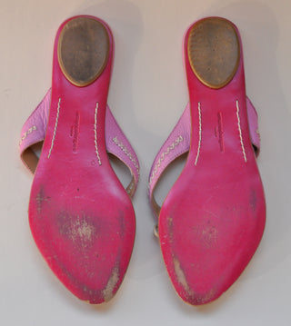 2000s Emanuel Ungaro Pink Leather Flower Sandals (8.5)