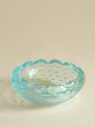 Aqua Italian Murano Bullicante Glass Catchall