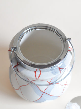 Distorted Check Ceramic Ice Bucket, Made in England