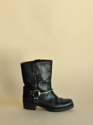 1990s Gucci Black Horsebit Lug Sole Motorcycle Boots, Made in Brazil (10)