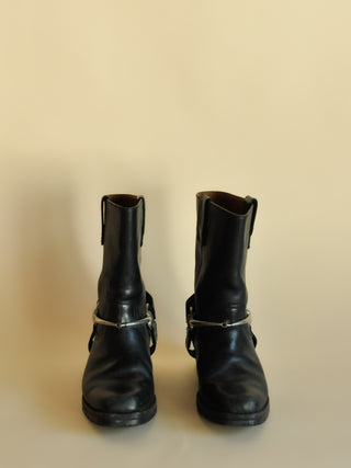 1990s Gucci Black Horsebit Lug Sole Motorcycle Boots, Made in Brazil (10)