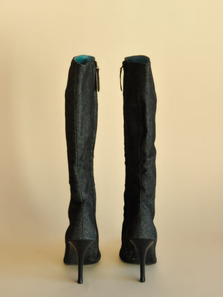 Giuseppe Zanotti Black Denim Boots, Made in Italy (7)