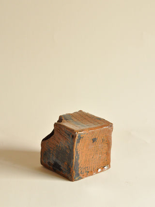 Studio Pottery Cube Vessel, Dated