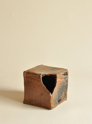 Studio Pottery Cube Vessel, Dated
