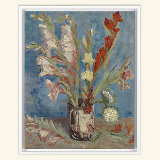 Vase with Garden Gladiolus & Chinese Asters Print, 1886