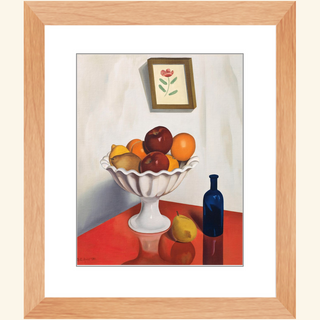 Fruit Bowl on Red Oilcloth Print, 1930