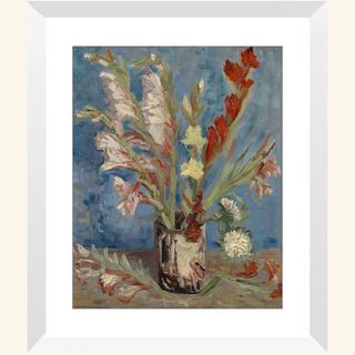 Vase with Garden Gladiolus & Chinese Asters Print, 1886