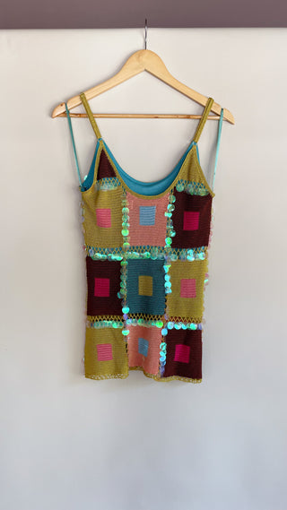 Early 2000s Deadstock Sue Wong Crochet Paillette Top (M)