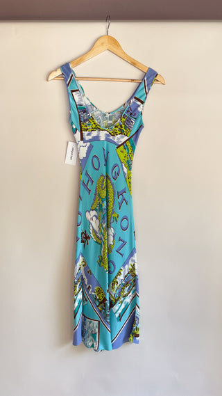 Early 2000s Tibi Hong Kong Dragon Print Silk Dress (XS)