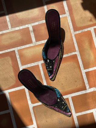 2000s Christian Lacroix Sequin Mules, Made in Italy (8.5)