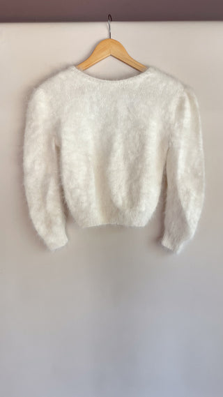 Vintage Cream Cropped Angora Sweater (S/M)