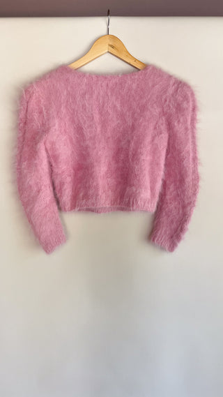 Vintage Pink Cropped Angora Sweater (S/M)