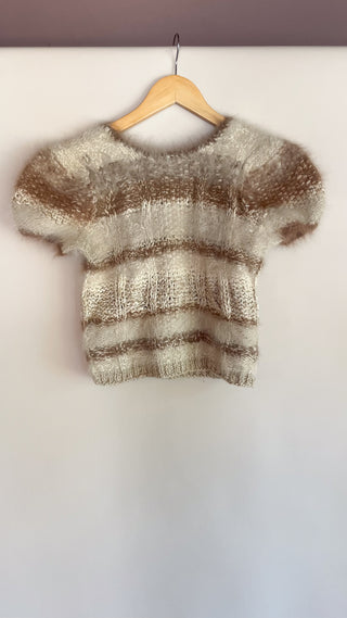 vintage Puff Sleeve cropped angora sweater (S/M)