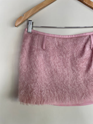Custom Made Pink Mohair Mini Skirt (XS/S)