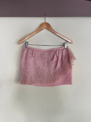 Custom Made Pink Mohair Mini Skirt (XS/S)