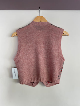 1980s Ralph Lauren Pink Faire Isle Sweater Vest, Made in Hong Kong (XS/S)