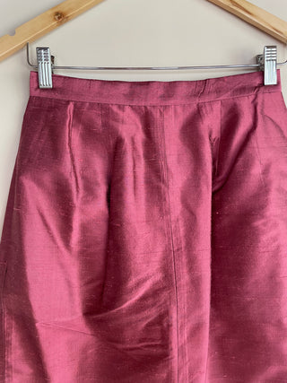 1990s Raw Silk Raspberry Skirt, Made in USA (25")
