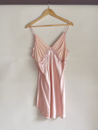 1990s Gold Label Victoria's Secret Pink Silk Slip Dress (L/XL)