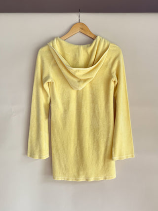 Early 2000s Juicy Couture Yellow Terrycloth Mini Dress with Hood, Made in USA (S)