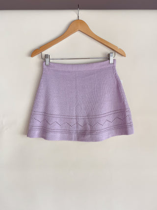 1980s Lilac Knit Mini Skirt, Made in Hong Kong (XS/S)