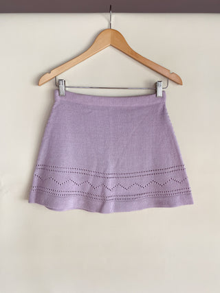 1980s Lilac Knit Mini Skirt, Made in Hong Kong (XS/S)