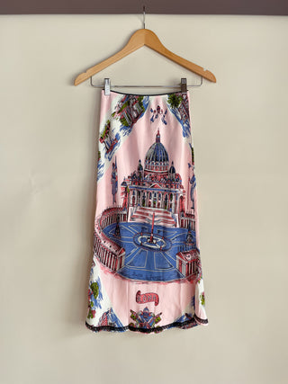 Early 2000s Tibi Roma Print Silk Skirt (XS/S)