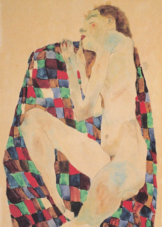Female Nude on Checkered Cloth Print, 1911
