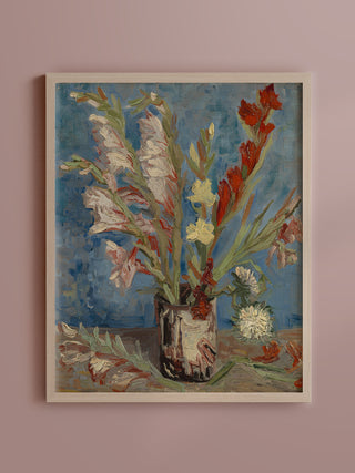 Vase with Garden Gladiolus & Chinese Asters Print, 1886