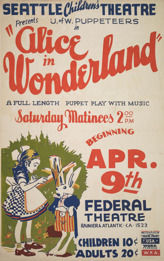 Seattle Children's Theatre Presents: Alice in Wonderland Print, 1938