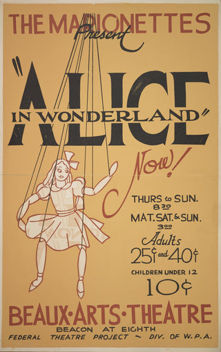 The Marionettes Present: Alice in Wonderland Print, 1930