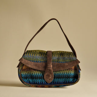 Missoni Metallic Print & Suede Shoulder Bag, Made in Italy