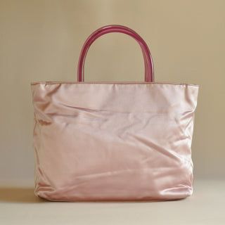 2000s Prada Pink Silk & Lucite Handle Bag, Made in Italy