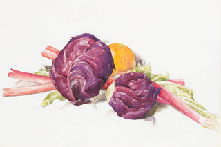 Red Cabbages, Rhubarb, & Orange Print, 1929
