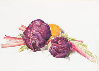 Red Cabbages, Rhubarb, & Orange Print, 1929
