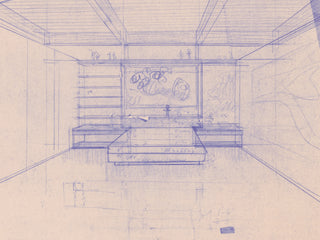 Residence Sketch Print, Mid 20th Century