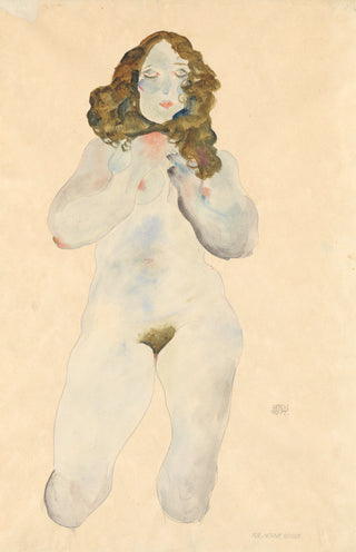 Kniender Weiblicher Akt Print, 1912