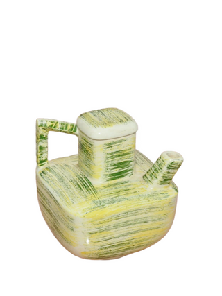 Mid Century Green and Yellow Brushstroke Teapot