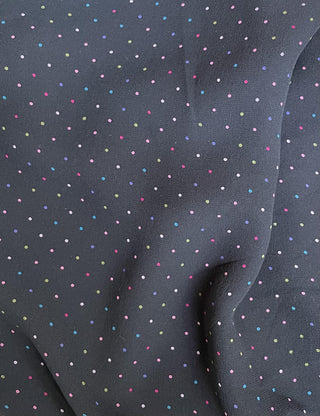2000s Silk Micro Dot Faux Wrap Dress (1-2)