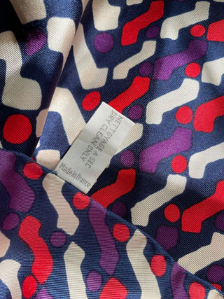 100% Silk Christian Dior Patterned Scarf, Made in France