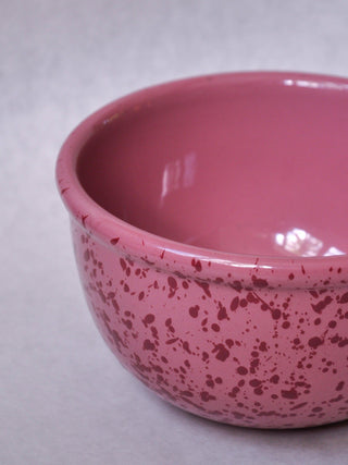 Pink Splatter Ceramic Mixing Bowls Made in Italy, Set of 2