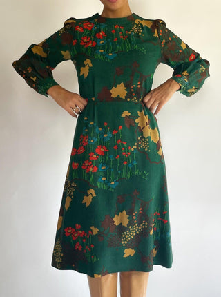 1960s Fouks Paris Printed Shift Dress, Made in France (S-M)
