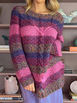 1990s Oversized Wool Blend Striped Sweater (S-L)
