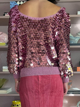 1980s Pink Paillette Sweater (M-L)