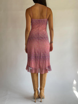1990s-00s Crocheted Bust Mesh Overlay Dress (XS) Abigail Bell 1990s-00s Crocheted Bust Mesh Overlay Dress (XS) Abigail Bell