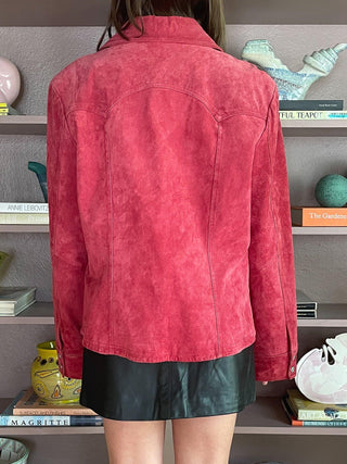 2000s Raspberry Suede Snap Jacket (XL)