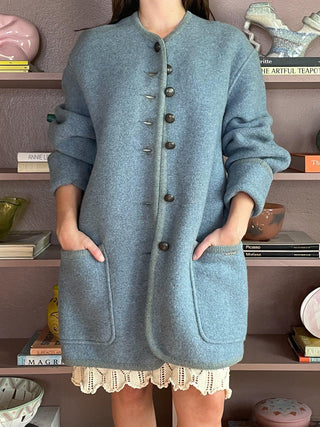 1980s Light Blue Wool Coat, Made in Austria (M-L)