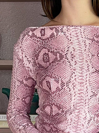 2000s Blugirl by Blumarine Pink Snakeskin Top, Made in Italy (XS)