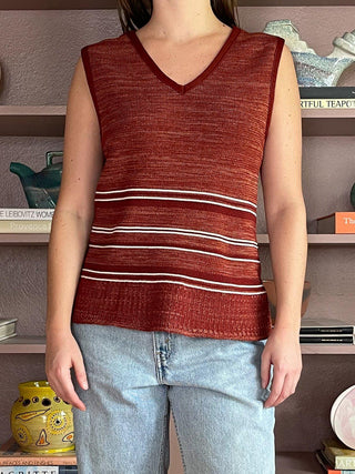 1970s Rust Striped Sweater Vest (M)