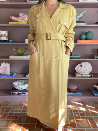 1980s-90s Oversized Butter Yellow Removable Wool-Lined Trench (6)